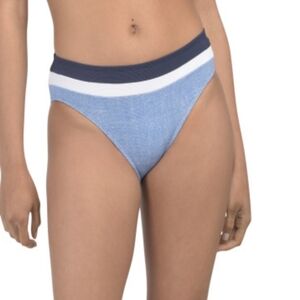 Island Cays Colorblock Hipster Bikini Swim Bottom Blue Monday HTHR Size M